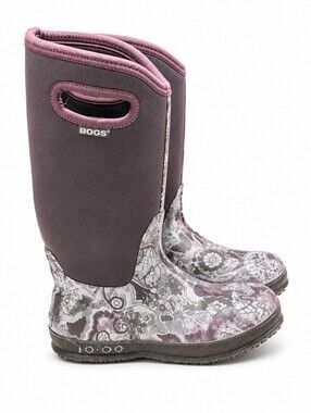 Bogs Tall Waterproof Insulated Rain Snow Boots Women’s Size 7 Purple Floral